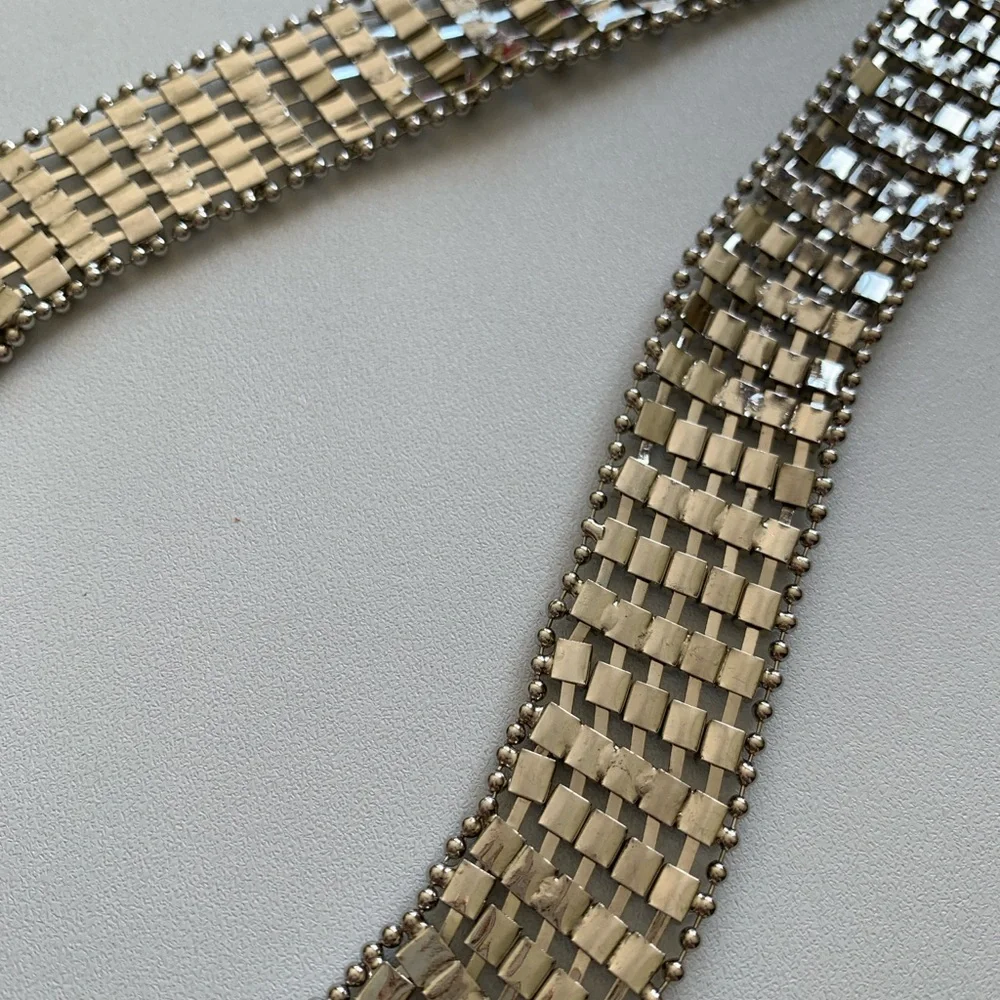 Vintage Silver Rhinestone Belt 40”